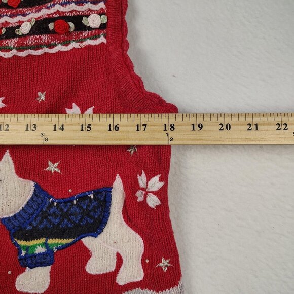 Designers Originals Studio Ugly Sweater Vest Womens sz M Christmas Scottie Dog - Picture 7 of 7